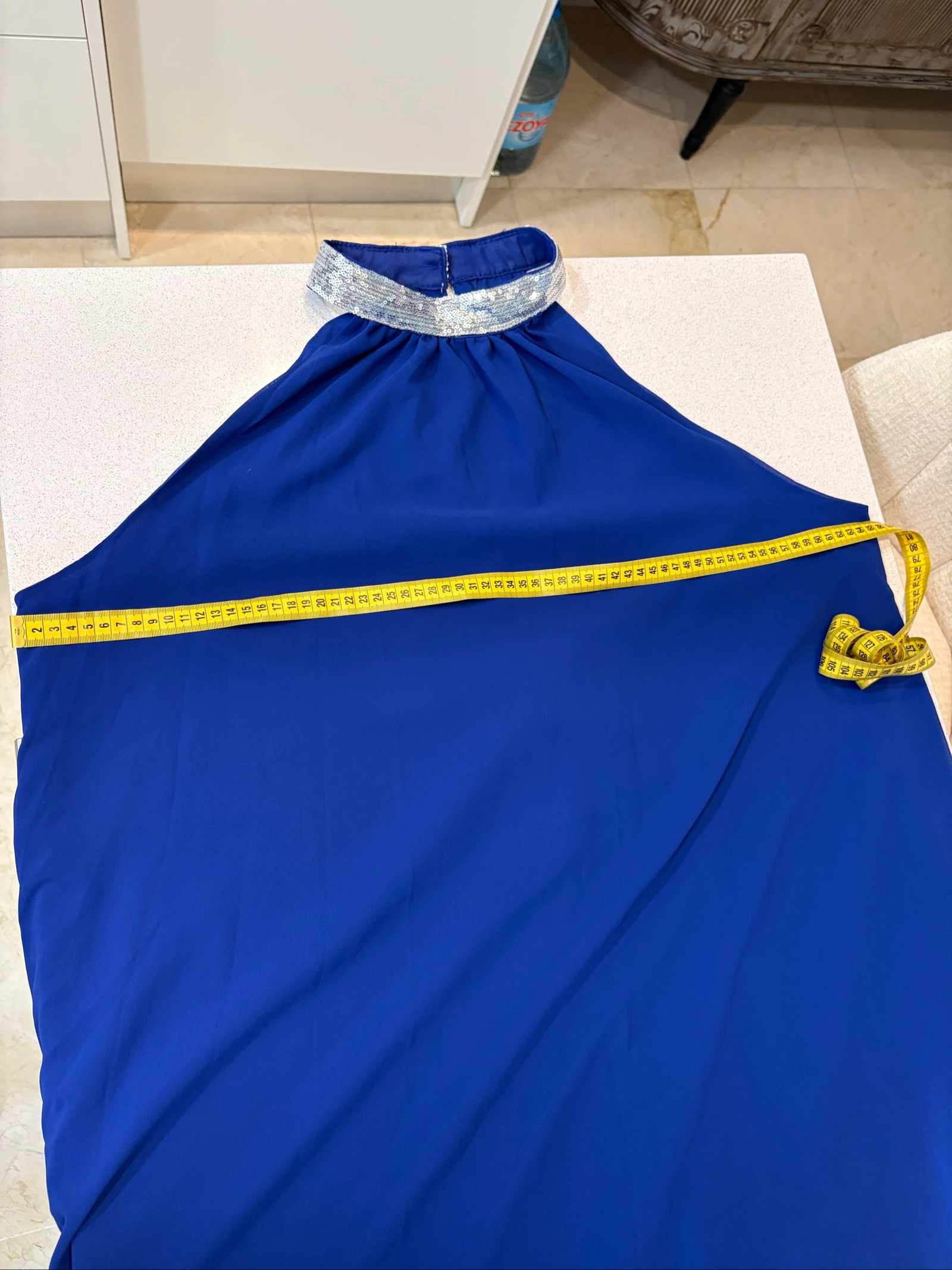 Fluid royal blue sequin long dress – 3XL – photo 7